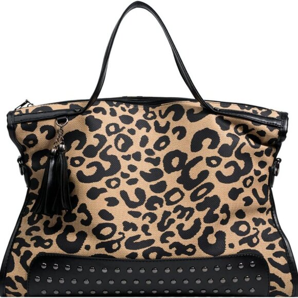 Oversized Vegan Leather Leopard Purse Women Tote Shoulder Crossbody Bag - Picture 1 of 7